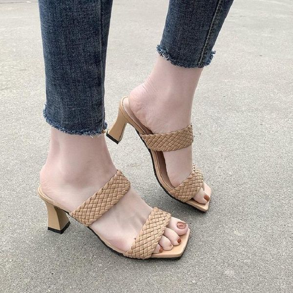 square toe slippers women peep high heel 7cm slides summer shoe embroidery mule massage outsole slipper size, Black
square toe slippers women peep high heel 7cm slides summer shoe embroidery mule massage outsole slipper size, Black