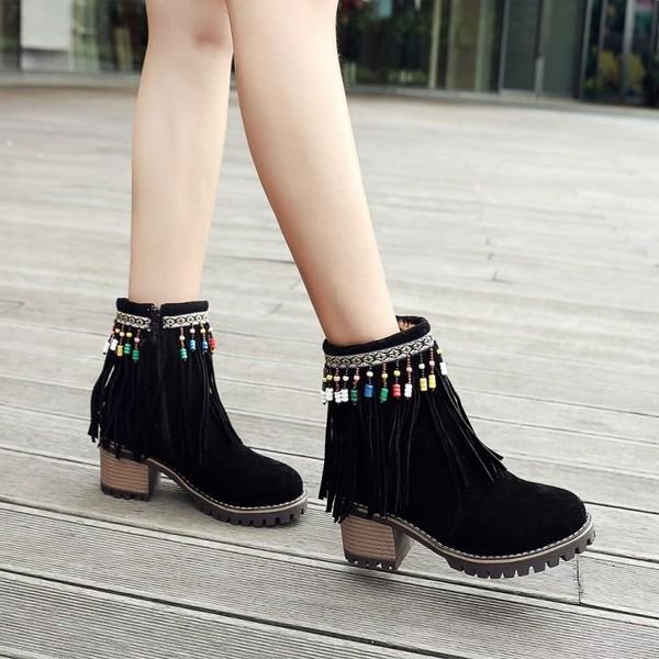 boots big size 9 10 11 12 women shoes ankle for ladies tassel color beaded side zipper, Black
boots big size 9 10 11 12 women shoes ankle for ladies tassel color beaded side zipper, Black