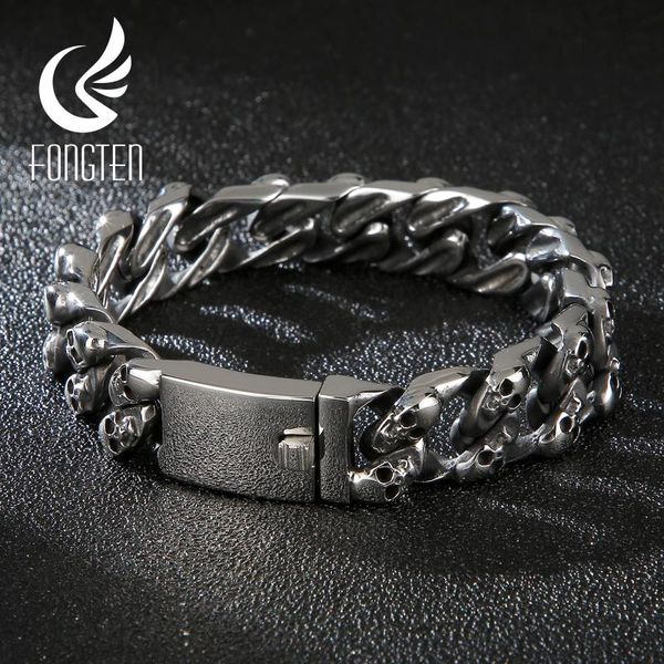 fongten skull charm bracelet stainless steel fashion jewelry for men punk hiphop link chain couple bracelets acessorios, Golden;silver
fongten skull charm bracelet stainless steel fashion jewelry for men punk hiphop link chain couple bracelets acessorios, Golden;silver
