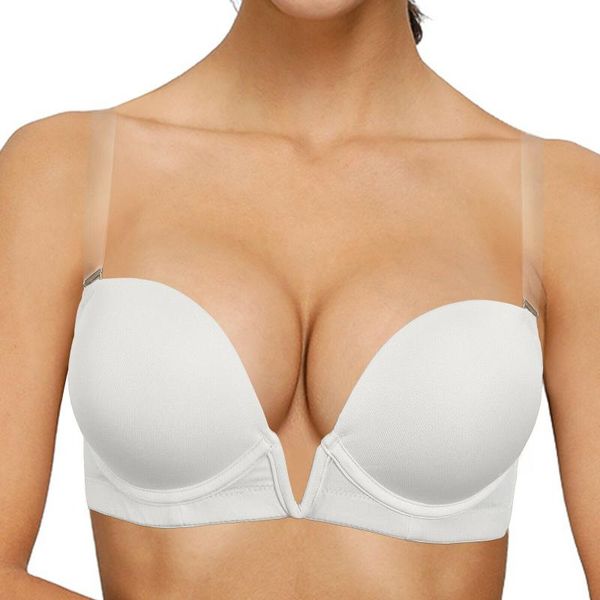 bras pure white for women ladies push up deep v bra underwire thick padded invisible silicone adjusted lingerie, Red;black
bras pure white for women ladies push up deep v bra underwire thick padded invisible silicone adjusted lingerie, Red;black