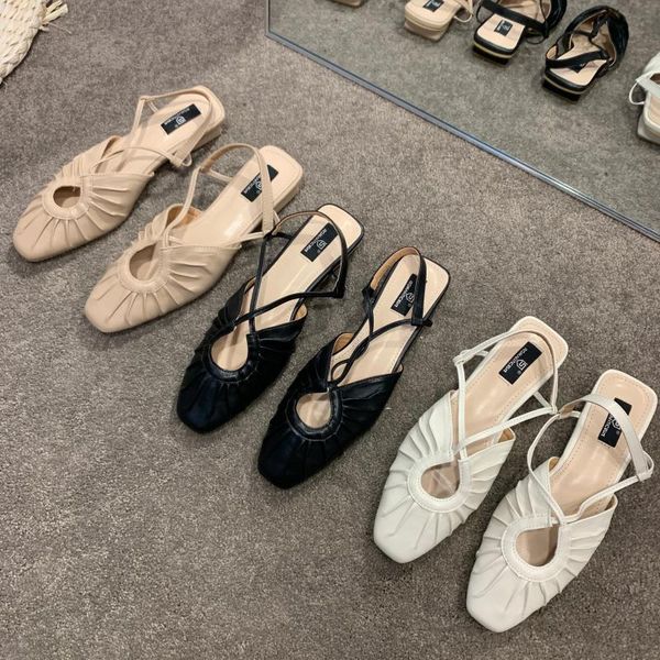 sandals 2021 women summer hollow muller shoes female retro folds flats slingback low heel roman designer, Black
sandals 2021 women summer hollow muller shoes female retro folds flats slingback low heel roman designer, Black