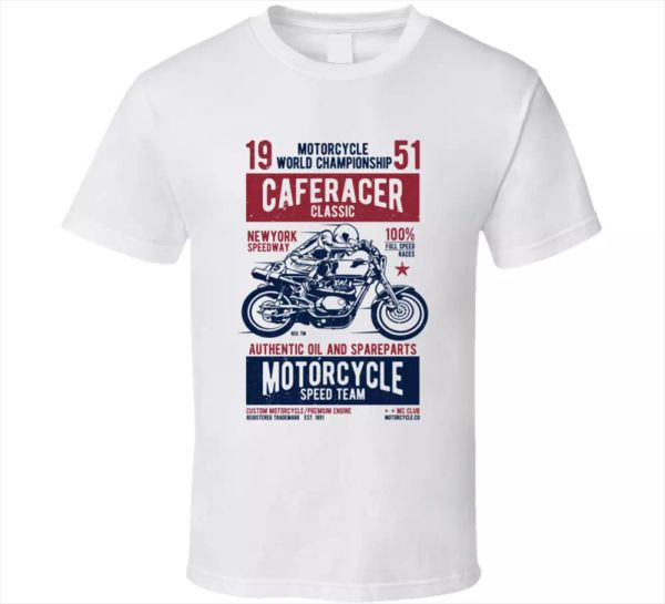 caferacer classic race championship motorcycle speed team club oil sport t shirt, White;black
caferacer classic race championship motorcycle speed team club oil sport t shirt, White;black