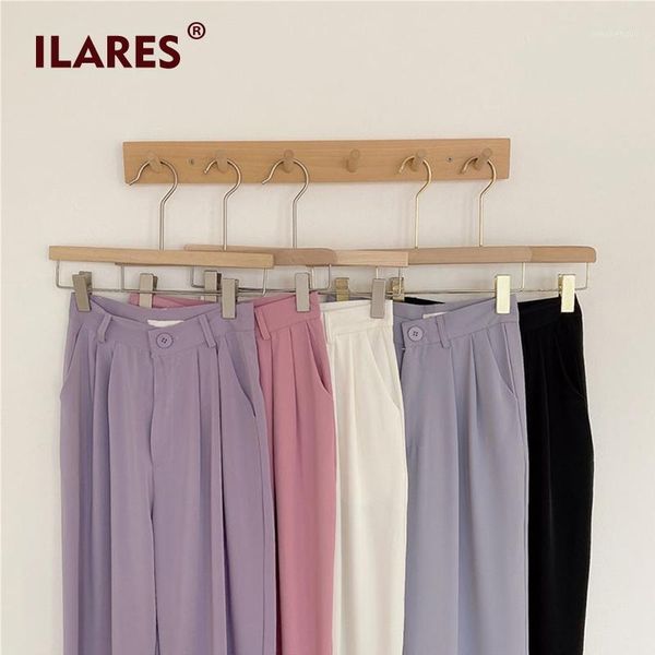 women's pants & capris ilares casual loose long women high waist female suit floor-length straight trousers korean style quality, Black;white 
women's pants & capris ilares casual loose long women high waist female suit floor-length straight trousers korean style quality, Black;white