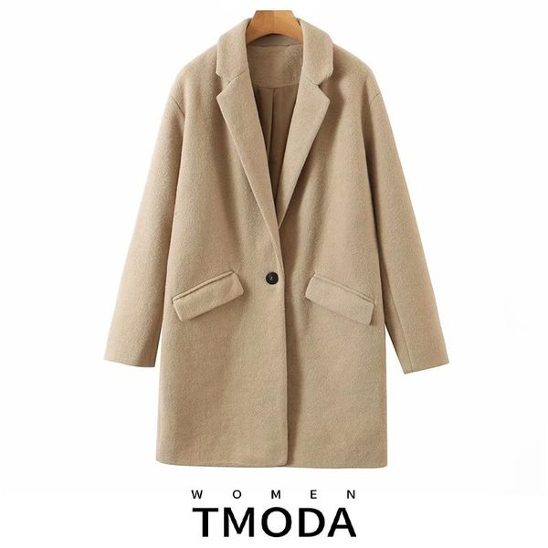 women's wool & blends tmoda2067 2021 autumn winter women turn-down collar warm kakhi woolen coat pocket jacket elegant office lady loos, Black
women's wool & blends tmoda2067 2021 autumn winter women turn-down collar warm kakhi woolen coat pocket jacket elegant office lady loos, Black