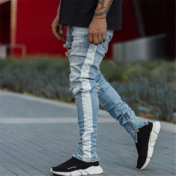 men's jeans jeans high street kanye west men stretch blue destroyed ripped design side stripes ankle skinny biker hole trouser k0so
men's jeans jeans high street kanye west men stretch blue destroyed ripped design side stripes ankle skinny biker hole trouser k0so