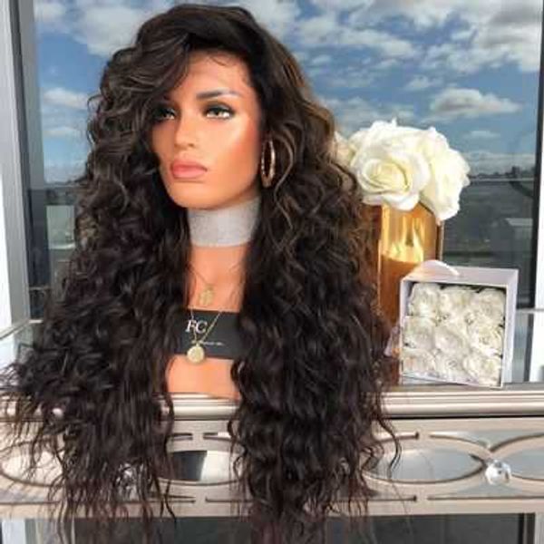 women's fashion brown highlights long middle chemical fiber small curly hair wig head cover, Black
women's fashion brown highlights long middle chemical fiber small curly hair wig head cover, Black