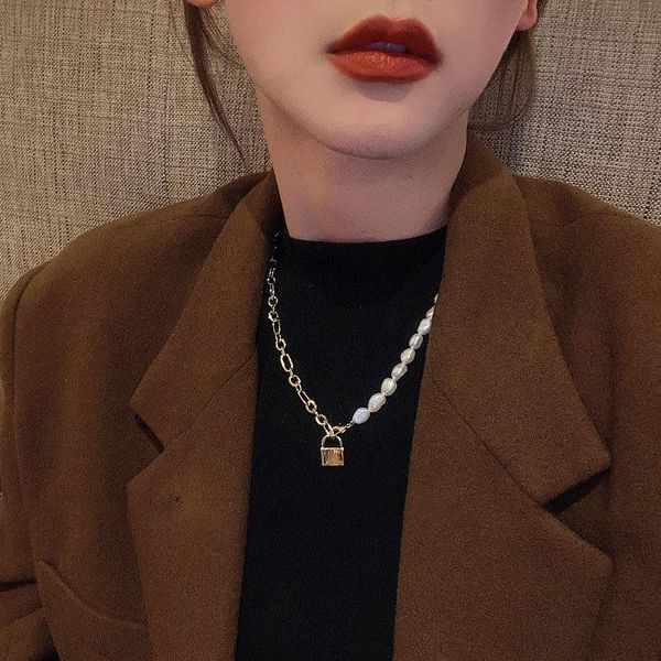 pendant necklaces origin summer french vintage asymmetric lock necklace for women girls gold color beaded imitation pearl jewelry, Silver
pendant necklaces origin summer french vintage asymmetric lock necklace for women girls gold color beaded imitation pearl jewelry, Silver