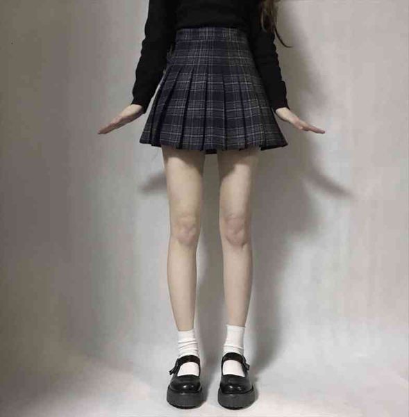 spring autumn harajuku gothic women skirt black gray plaid shorts pleated short punk girls
spring autumn harajuku gothic women skirt black gray plaid shorts pleated short punk girls