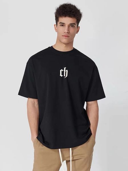 chinism 2021ss ch short sleeve t-shirt with foam printing, White;black