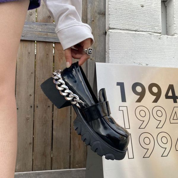 dress shoes 2021 thick bottom back chain leather chunky heel big head women round toe loafer, Black
dress shoes 2021 thick bottom back chain leather chunky heel big head women round toe loafer, Black