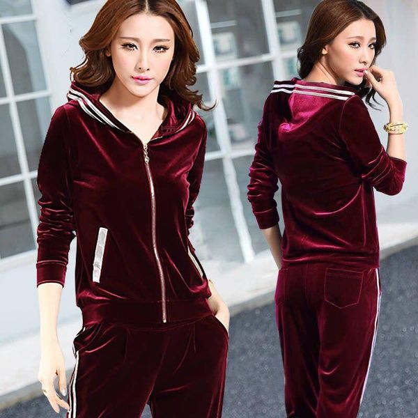 women's tracksuits women velvet spring casual hooded jacket+trousers two sets gold sportswear suit plus size female pants set, Gray
women's tracksuits women velvet spring casual hooded jacket+trousers two sets gold sportswear suit plus size female pants set, Gray