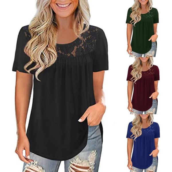 women's t-shirt summer lace short sleeve 2021 hollow out seeve temperament splicing, White
women's t-shirt summer lace short sleeve 2021 hollow out seeve temperament splicing, White
