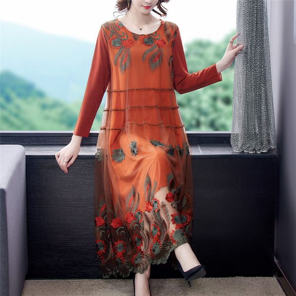 autumn new long sleeve dress mid-length large size clothing for women embroidery mesh dress fashion hollow flower vestidos y370, Black;gray
autumn new long sleeve dress mid-length large size clothing for women embroidery mesh dress fashion hollow flower vestidos y370, Black;gray