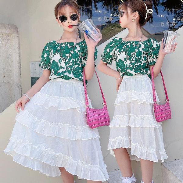 girls 2021 suit fashion floral puff sleeve chiffon cake skirt korean girl fashionable summer clothing set sets1, White
girls 2021 suit fashion floral puff sleeve chiffon cake skirt korean girl fashionable summer clothing set sets1, White