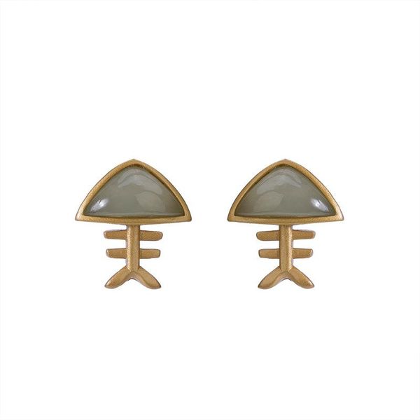 stud s925 sterling silver gold plated hetian gray jade earrings personality fashion fishbone earring pendant for ladies, Golden;silver
stud s925 sterling silver gold plated hetian gray jade earrings personality fashion fishbone earring pendant for ladies, Golden;silver