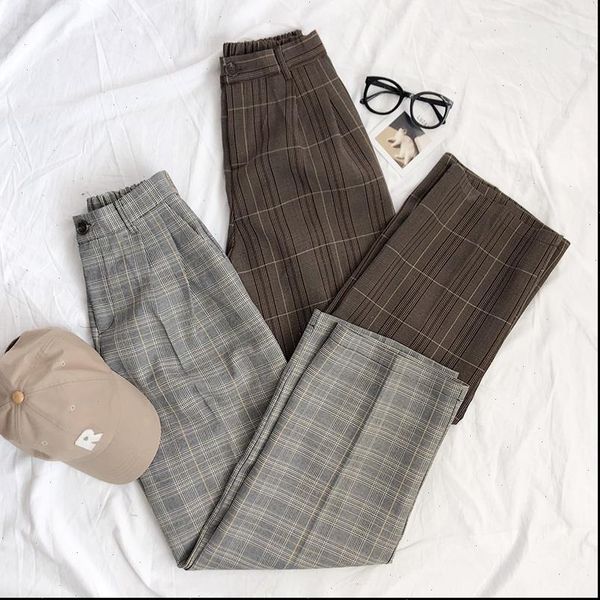 spring plaid high waist women capris dropping feeling wide leg long suit, Black;white
spring plaid high waist women capris dropping feeling wide leg long suit, Black;white