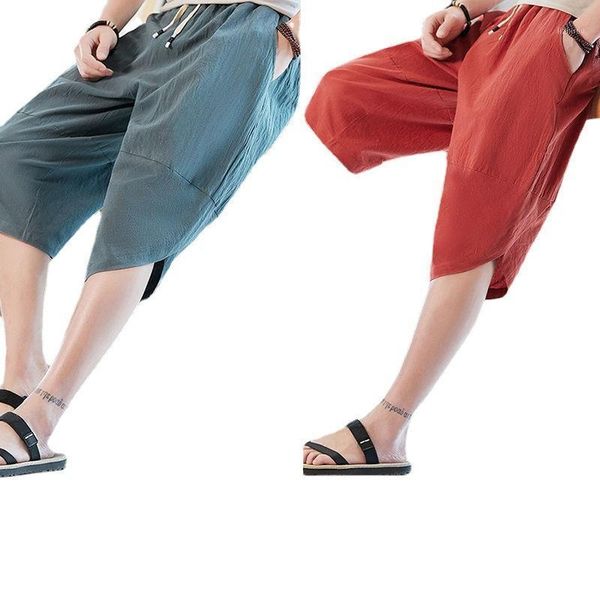 spring and summer men's women's models japanese jogger casual sports pants five-point linen thin shorts, White;black
spring and summer men's women's models japanese jogger casual sports pants five-point linen thin shorts, White;black