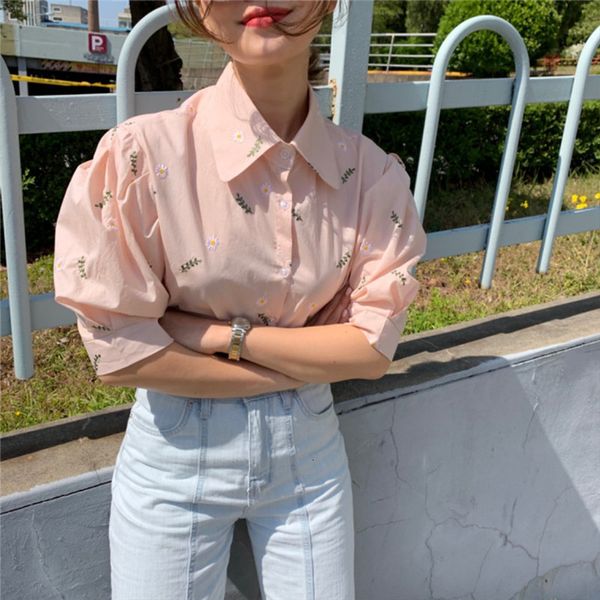 dress summer retro embroidery daisy sleeve shirts gentle students casual women loose lapel all match blouses, White
dress summer retro embroidery daisy sleeve shirts gentle students casual women loose lapel all match blouses, White