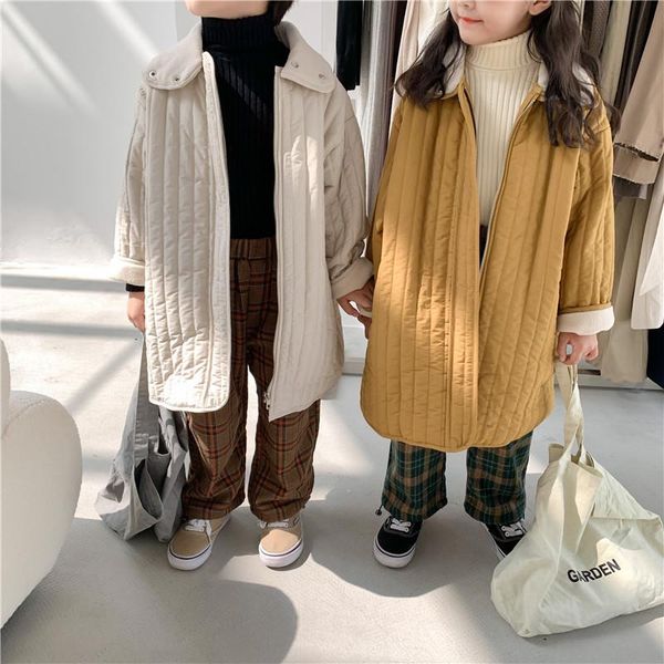 down coat 2021 winter children solid color thick cotton-padded long style coats boys and girls turn-down collar warm jackets, Blue;gray
down coat 2021 winter children solid color thick cotton-padded long style coats boys and girls turn-down collar warm jackets, Blue;gray