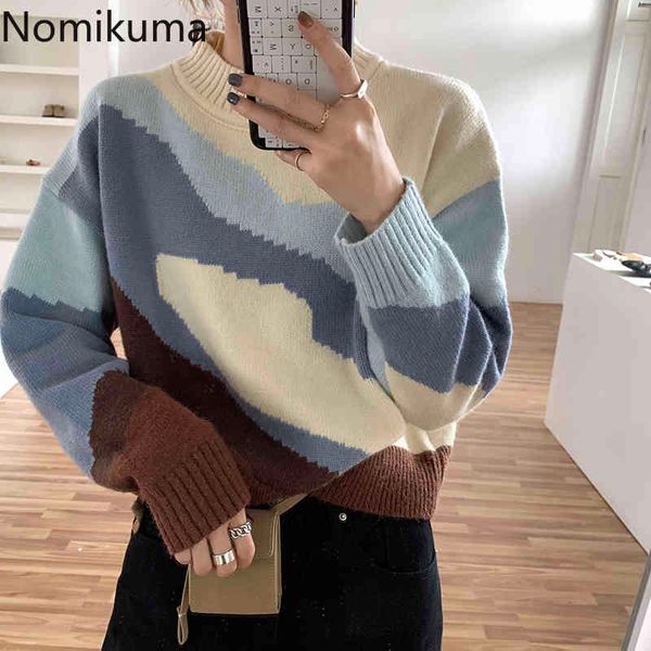 nomikuma korean contrast color short sweater long sleeve knitted pullover autumn winter half turtleneck knitwear 6d510 210427, White;black
nomikuma korean contrast color short sweater long sleeve knitted pullover autumn winter half turtleneck knitwear 6d510 210427, White;black
