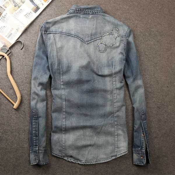 men's t-shirts vintage design patch denim men's shirts autumn fashion washed job long-sleeve single-street breasted male ribz, White;black
men's t-shirts vintage design patch denim men's shirts autumn fashion washed job long-sleeve single-street breasted male ribz, White;black