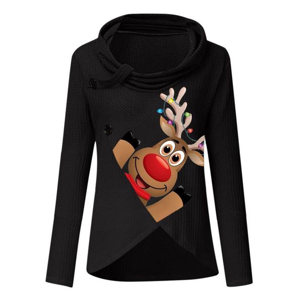 women's hoodies & sweatshirts ladies fashion christmas printed long sleeve irregular buttons turtleneck pile neck sweatshirt oversized, Black
women's hoodies & sweatshirts ladies fashion christmas printed long sleeve irregular buttons turtleneck pile neck sweatshirt oversized, Black