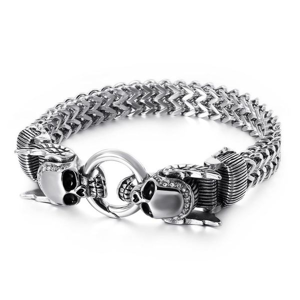 link, chain hiphop stainless steel mesh biker bracelet for men punk rock skull charm gothic halloween jewelry accessories, Black
link, chain hiphop stainless steel mesh biker bracelet for men punk rock skull charm gothic halloween jewelry accessories, Black