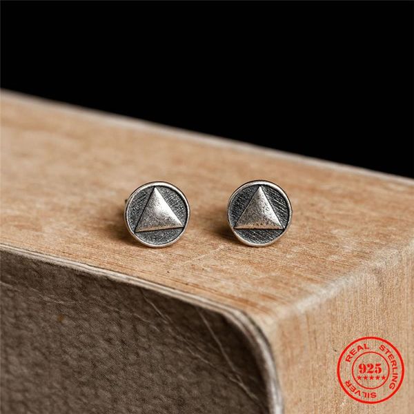 100% 925 sterling silver creative retro round triangle stdu earrings punk men women stud, Golden;silver
100% 925 sterling silver creative retro round triangle stdu earrings punk men women stud, Golden;silver