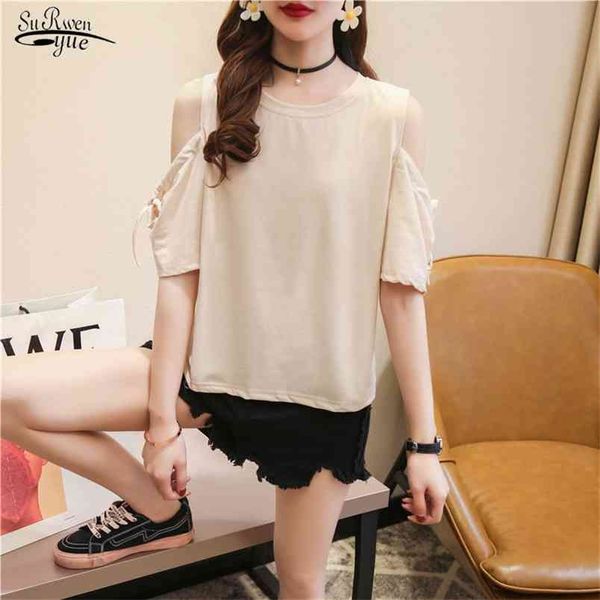 blusas women blouses short sleeve cotton shirt casual o-neck solid blouse fashion off-shoulder strap clothing 9907 210421, White
blusas women blouses short sleeve cotton shirt casual o-neck solid blouse fashion off-shoulder strap clothing 9907 210421, White