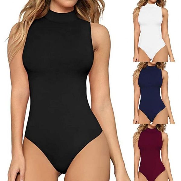 women's swimwear sleeveless solid color women bodysuit comfortable turtle neck cut briefs ladies clothing stretchy tight collocation, White;black
women's swimwear sleeveless solid color women bodysuit comfortable turtle neck cut briefs ladies clothing stretchy tight collocation, White;black