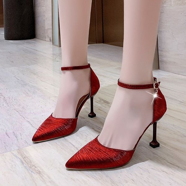 luxury dress shoes 2021 spring and summer korean version pointed single slotted buckle thin heels fashion hollow women's sho, Black
luxury dress shoes 2021 spring and summer korean version pointed single slotted buckle thin heels fashion hollow women's sho, Black