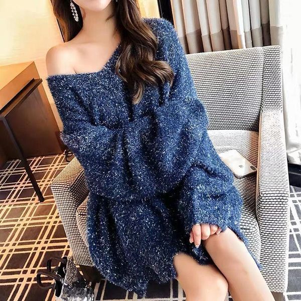 women's sweaters ins super winter style fairy sweater flash silk foreign casual loose, White;black
women's sweaters ins super winter style fairy sweater flash silk foreign casual loose, White;black