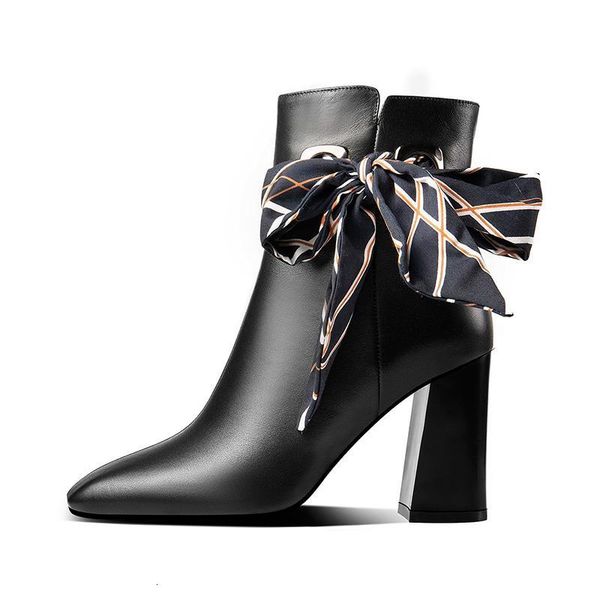 isnom high heels women cow leather ankle boots woman riband female square toe shoes ladies office winter ssb6, Black
isnom high heels women cow leather ankle boots woman riband female square toe shoes ladies office winter ssb6, Black