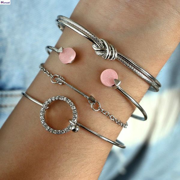 charm bracelets 4 pcs/ set classic arrow knot round crystal gem multilayer adjustable open bracelet women fashion party jewelry gift, Golden;silver
charm bracelets 4 pcs/ set classic arrow knot round crystal gem multilayer adjustable open bracelet women fashion party jewelry gift, Golden;silver