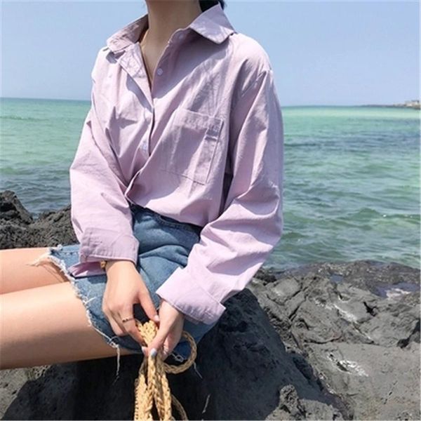 women's blouses & shirts 2021 autumn basic casual blouse women long sleeve turn-down collar pocket shirt yellow purple blue loose korea, White
women's blouses & shirts 2021 autumn basic casual blouse women long sleeve turn-down collar pocket shirt yellow purple blue loose korea, White