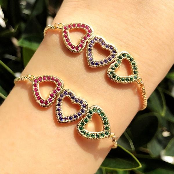 link, chain multi color cubic zirconia love heart shape bracelet gold copper adjustable cz for women accessories, Black
link, chain multi color cubic zirconia love heart shape bracelet gold copper adjustable cz for women accessories, Black