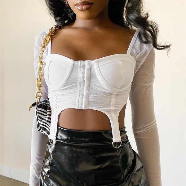 women's t-shirt fashion all-match navel gauze stitching slim short top, White
women's t-shirt fashion all-match navel gauze stitching slim short top, White