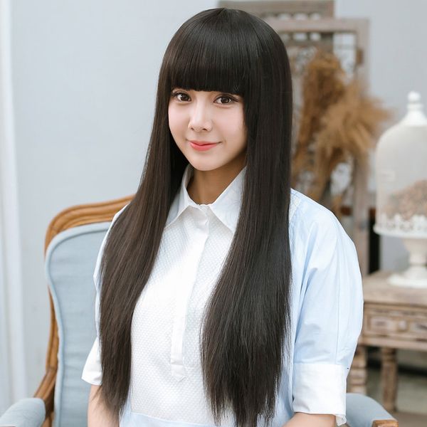 factory wholesale wig female long straight hair straight bangs black korean style high-temperature
factory wholesale wig female long straight hair straight bangs black korean style high-temperature