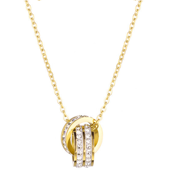 chains 316l stainless steel zircon crystal rose gold plated double round pendant necklace acero inoxidable joyeria mujer, Silver
chains 316l stainless steel zircon crystal rose gold plated double round pendant necklace acero inoxidable joyeria mujer, Silver