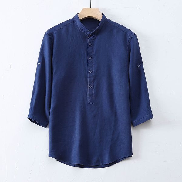 new spring korean version small fresh thin lapel pullover linen blouse three quarter sleeve men's shirt, White;black
new spring korean version small fresh thin lapel pullover linen blouse three quarter sleeve men's shirt, White;black