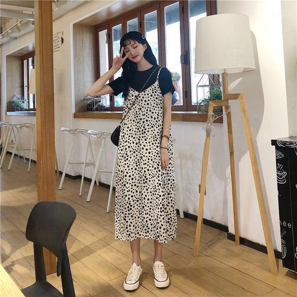 casual dresses women sleeveless sling dress spring summer dot printed elegant chiffon long students womens fashion vestidos chic, Black;gray
casual dresses women sleeveless sling dress spring summer dot printed elegant chiffon long students womens fashion vestidos chic, Black;gray