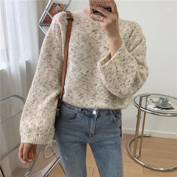 women's sweaters 2021 autumn and winter korean loose floral yarn side slits simple versatile knitted pullover sweater clothes women, White;black
women's sweaters 2021 autumn and winter korean loose floral yarn side slits simple versatile knitted pullover sweater clothes women, White;black
