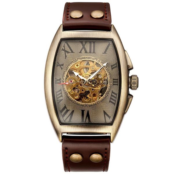 wristwatches transparent skeleton automatic mechanical watch men genuine leather band self winding mens retro clock, Slivery;brown
wristwatches transparent skeleton automatic mechanical watch men genuine leather band self winding mens retro clock, Slivery;brown