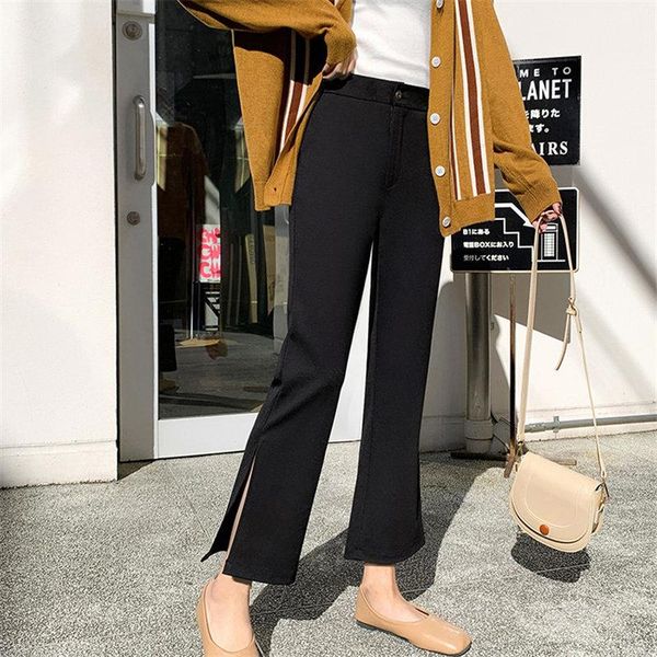 women's pants & capris women black flare trousers chic office lady slim streetwear 2021 split high waist all match texure large size, Black;white
women's pants & capris women black flare trousers chic office lady slim streetwear 2021 split high waist all match texure large size, Black;white