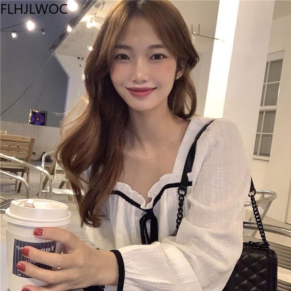 women's blouses & shirts chic korea clothes women 2021 japan cute style girls bow tie and, White
women's blouses & shirts chic korea clothes women 2021 japan cute style girls bow tie and, White
