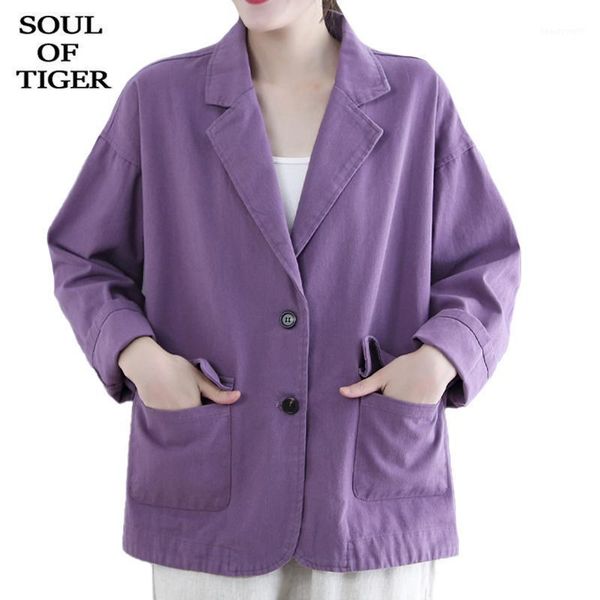 women's suits & blazers soul of tiger 2021 autumn fashion purple women buttons vintage jackets pockets clothing ladies v-neck loose coa, White;black
women's suits & blazers soul of tiger 2021 autumn fashion purple women buttons vintage jackets pockets clothing ladies v-neck loose coa, White;black