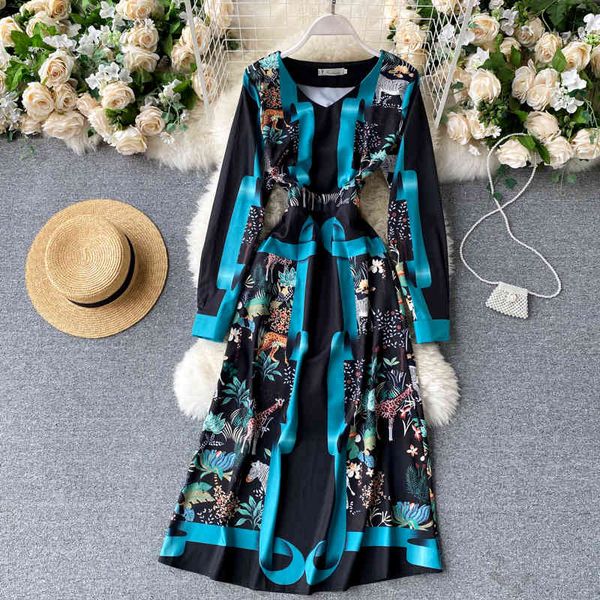 vintage printed dress autumn and winter temperament v-neck mid-length retro women's clothing 210514, Black;gray
vintage printed dress autumn and winter temperament v-neck mid-length retro women's clothing 210514, Black;gray
