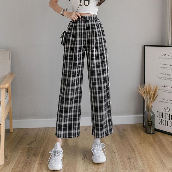 vintage plaid pants casual female korean trousers women elastic waist high plus size wide leg women's & capris, Black;white
vintage plaid pants casual female korean trousers women elastic waist high plus size wide leg women's & capris, Black;white