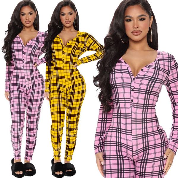 gym clothing 2021 autumn and winter home wear check buttoned jumpsuit tights, White;black
gym clothing 2021 autumn and winter home wear check buttoned jumpsuit tights, White;black