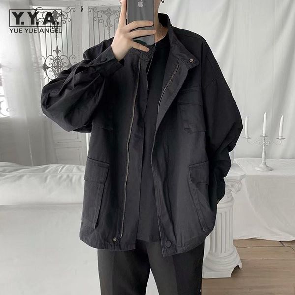 men's jackets japan style vintage cargo coat men harajuku multiple pockets black army green casual jacket stand collar loose mens outer, Black;brown
men's jackets japan style vintage cargo coat men harajuku multiple pockets black army green casual jacket stand collar loose mens outer, Black;brown